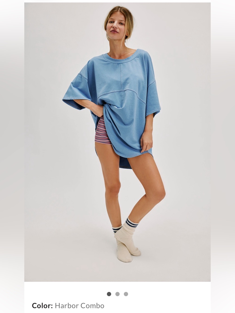 Free People Don't Wait Up Sleep Tee in Harbor Combo